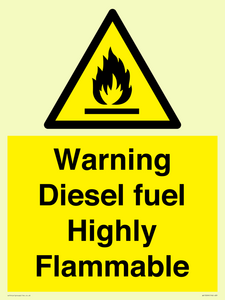 Warning diesel fuel Highly Flammable